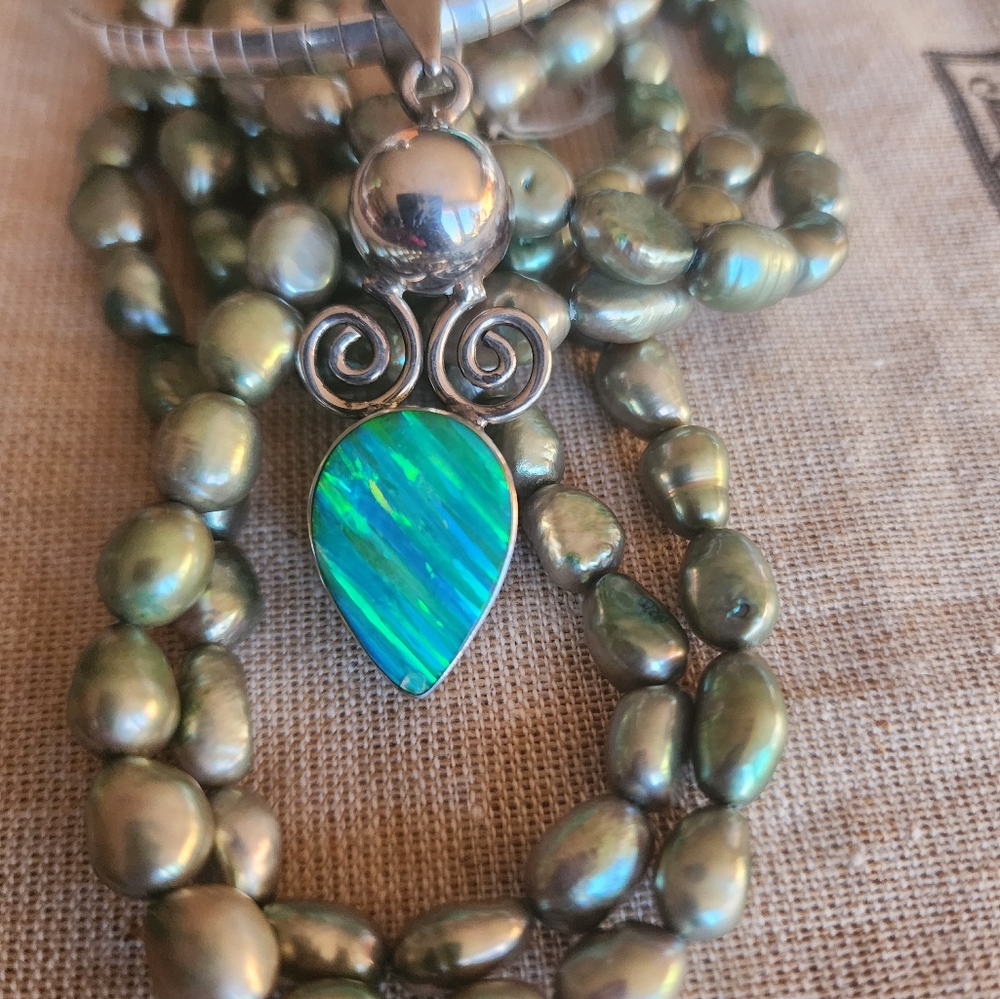 Opal PENDANT Stamped Mexico~ So Vibrant